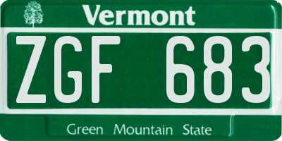VT license plate ZGF683