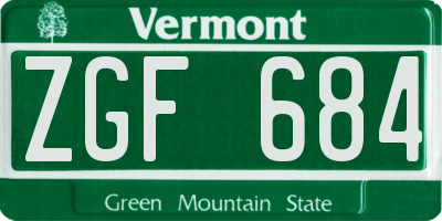 VT license plate ZGF684