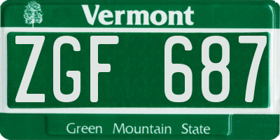 VT license plate ZGF687