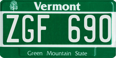 VT license plate ZGF690