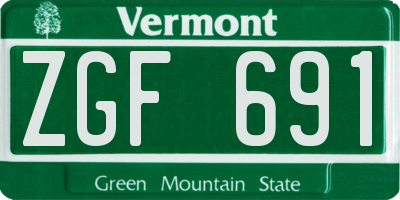 VT license plate ZGF691