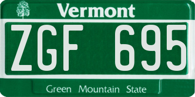 VT license plate ZGF695