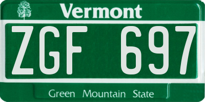 VT license plate ZGF697