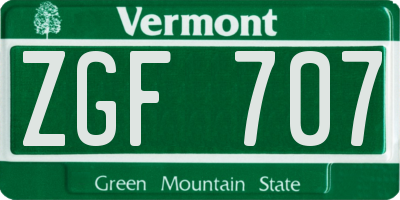 VT license plate ZGF707