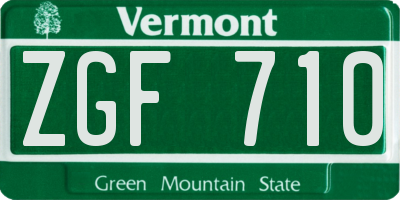 VT license plate ZGF710