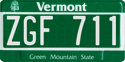 VT license plate ZGF711