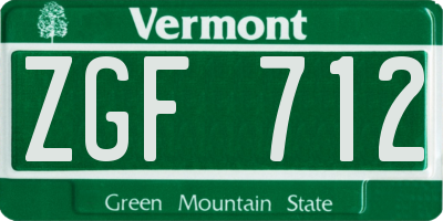 VT license plate ZGF712