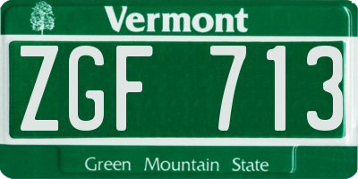 VT license plate ZGF713