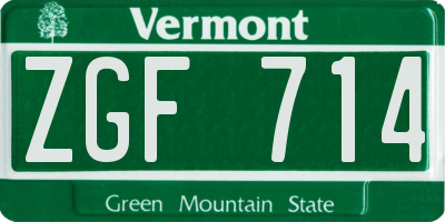 VT license plate ZGF714