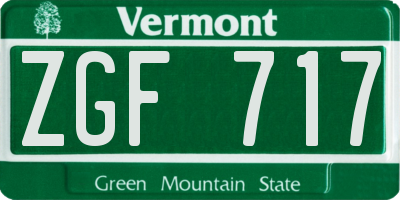 VT license plate ZGF717