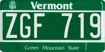 VT license plate ZGF719