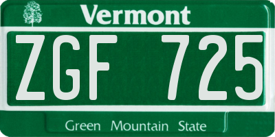 VT license plate ZGF725