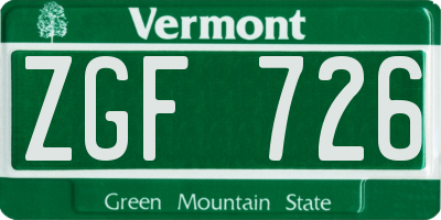 VT license plate ZGF726