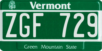 VT license plate ZGF729