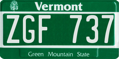 VT license plate ZGF737