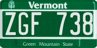 VT license plate ZGF738