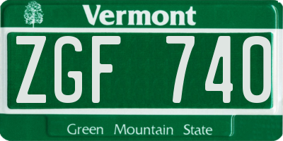 VT license plate ZGF740