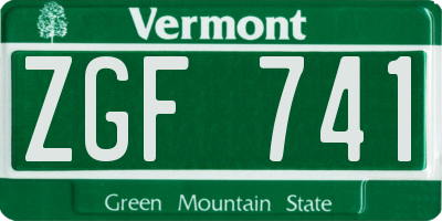 VT license plate ZGF741