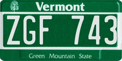 VT license plate ZGF743