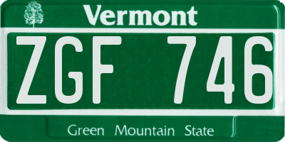 VT license plate ZGF746