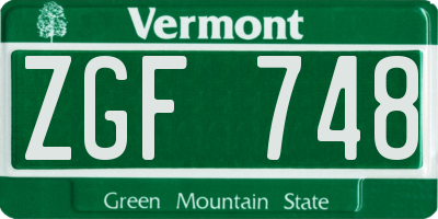 VT license plate ZGF748