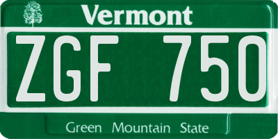 VT license plate ZGF750
