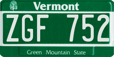 VT license plate ZGF752