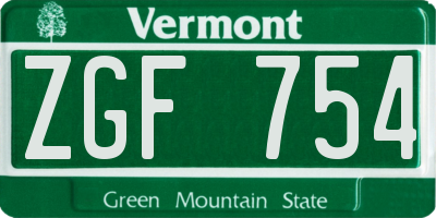 VT license plate ZGF754