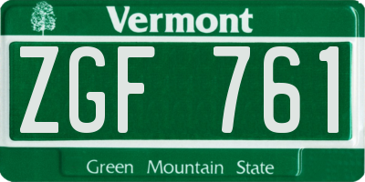 VT license plate ZGF761