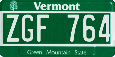 VT license plate ZGF764