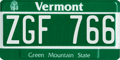 VT license plate ZGF766