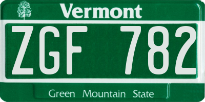 VT license plate ZGF782