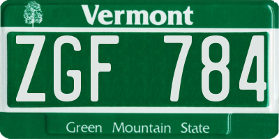 VT license plate ZGF784