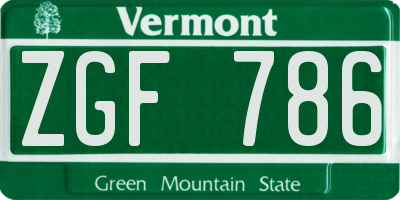 VT license plate ZGF786