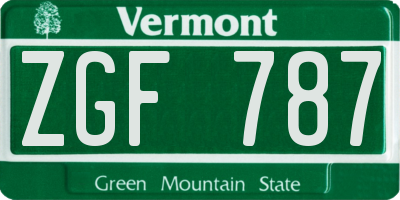 VT license plate ZGF787