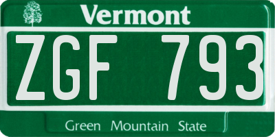 VT license plate ZGF793
