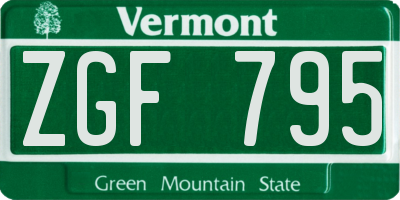 VT license plate ZGF795