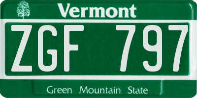 VT license plate ZGF797