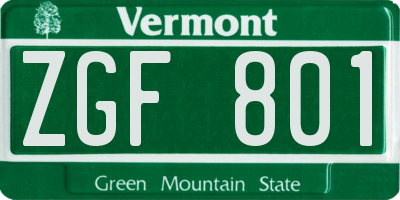 VT license plate ZGF801
