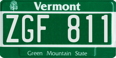VT license plate ZGF811