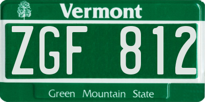 VT license plate ZGF812