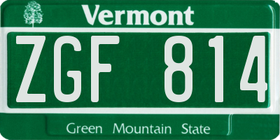VT license plate ZGF814