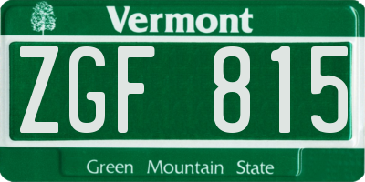 VT license plate ZGF815