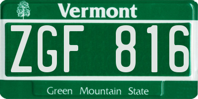 VT license plate ZGF816