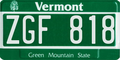 VT license plate ZGF818