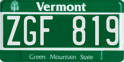 VT license plate ZGF819