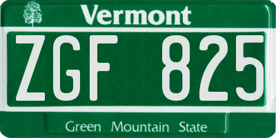 VT license plate ZGF825