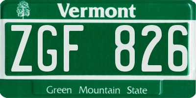 VT license plate ZGF826