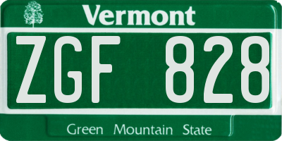 VT license plate ZGF828