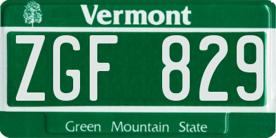 VT license plate ZGF829